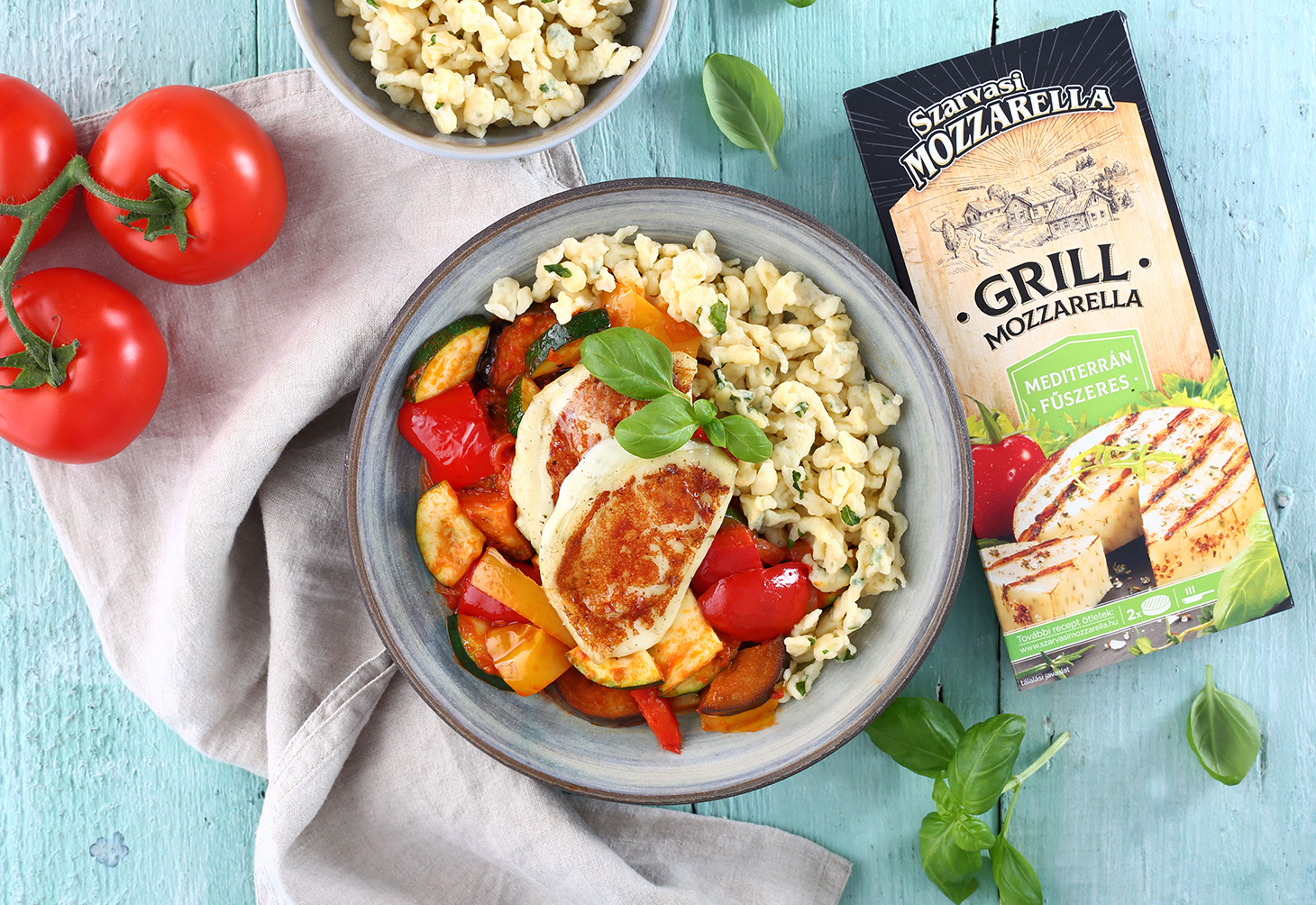 Francia lecsó mediterrán fűszeres grill mozzarellával